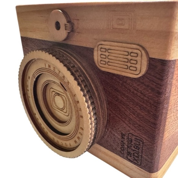 Wood Instax Mini 90 Camera Pen Holder Cup, brown, office, WFH, organizer gift - Picture 9 of 12